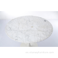 Mesa de mármol carrara y mesa base de aluminio blanco